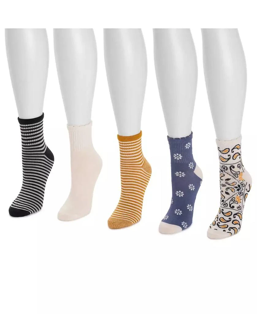 MUK LUKS Women
s Quarter Crew Novelty Socks, 5 Pair Pack 2