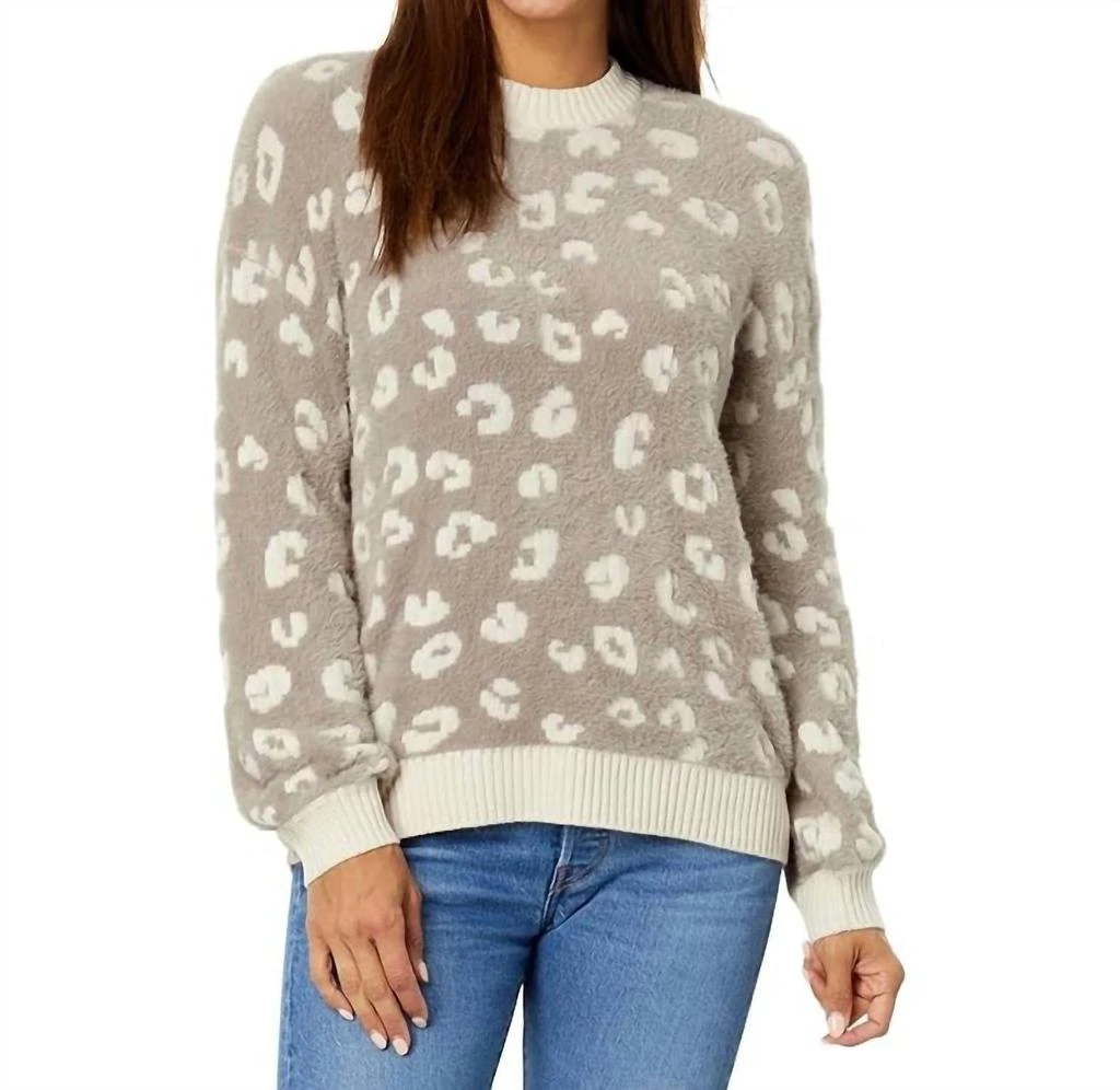 Splendid Fuzzy Leopard Sweater In Camel 1