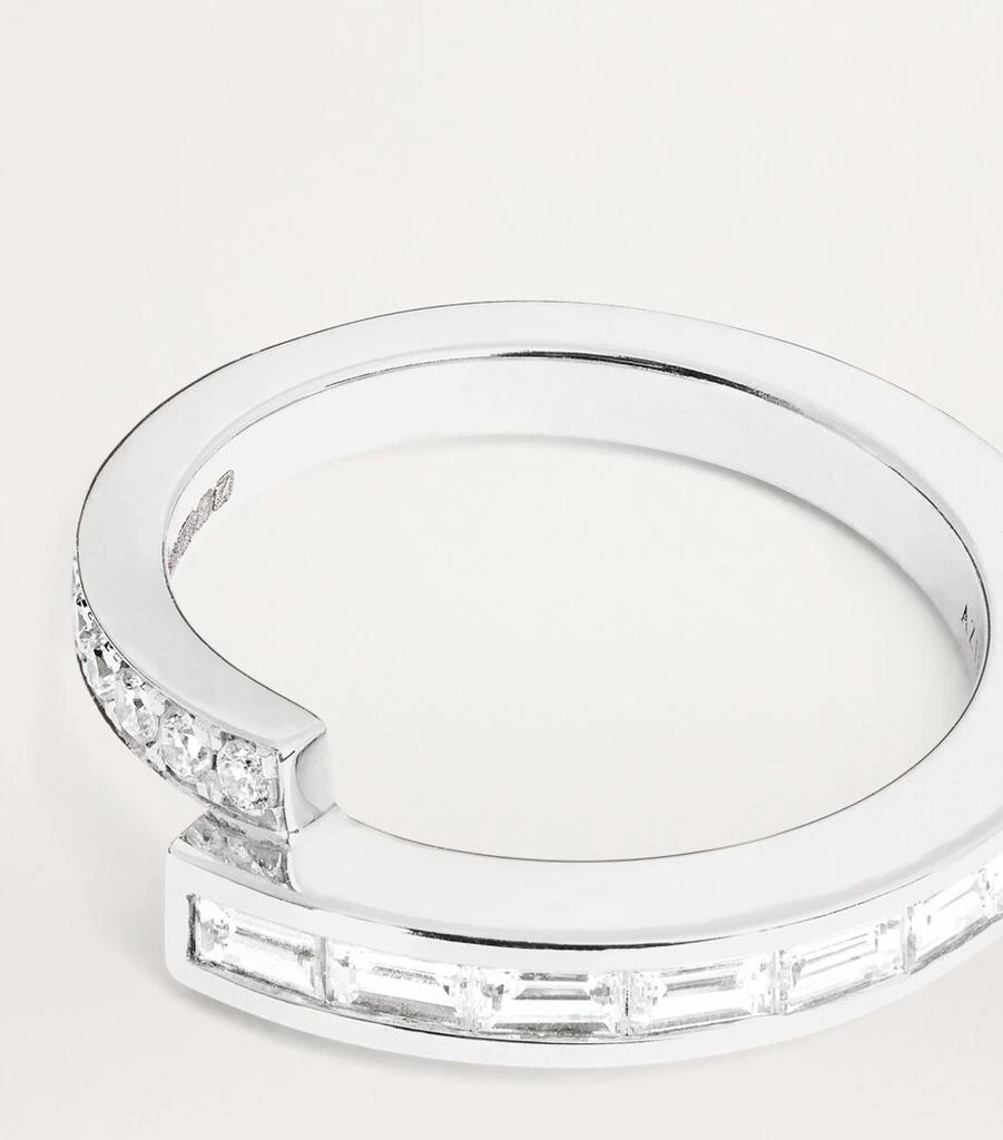 Azlee White Gold and Diamond Pave Baguette Ring 6