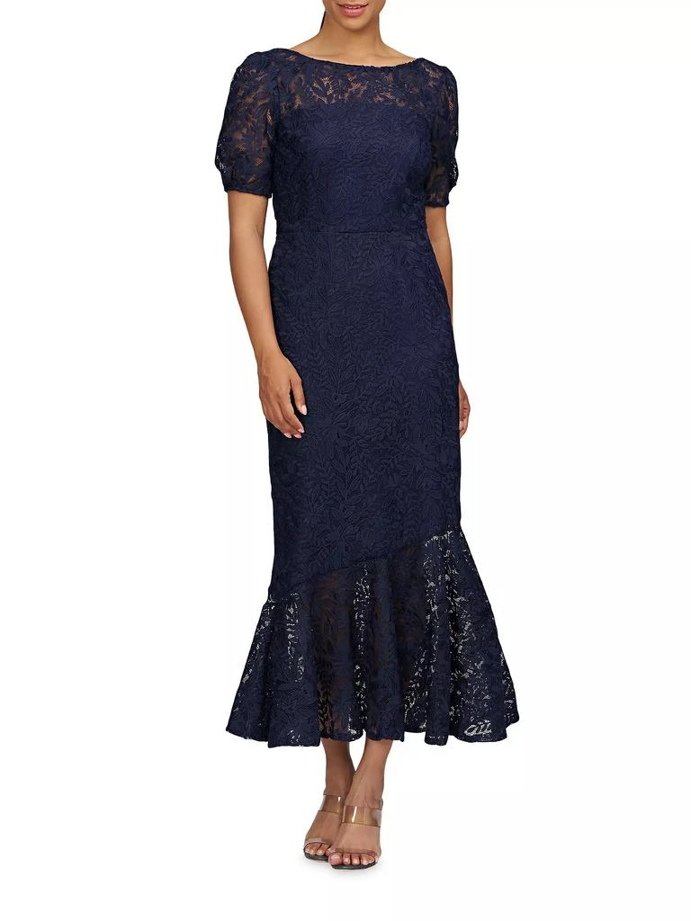 Kay Unger Portia Floral Lace Midi-Dress 2