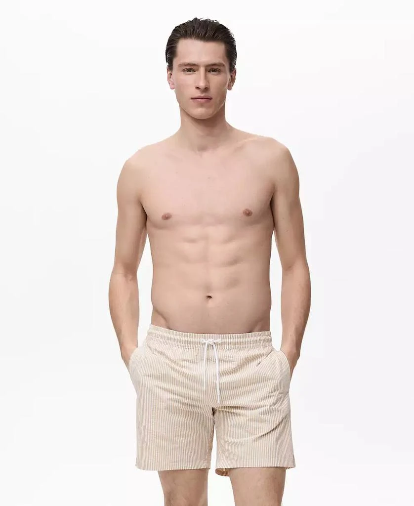 Mango Men's Seersucker Swim Trunks 1