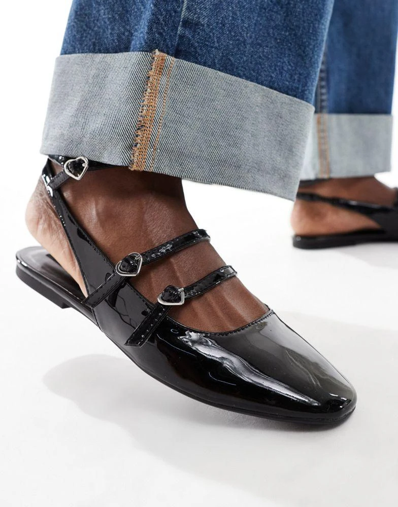 Bershka Bershka flat slingback sandals in black 2