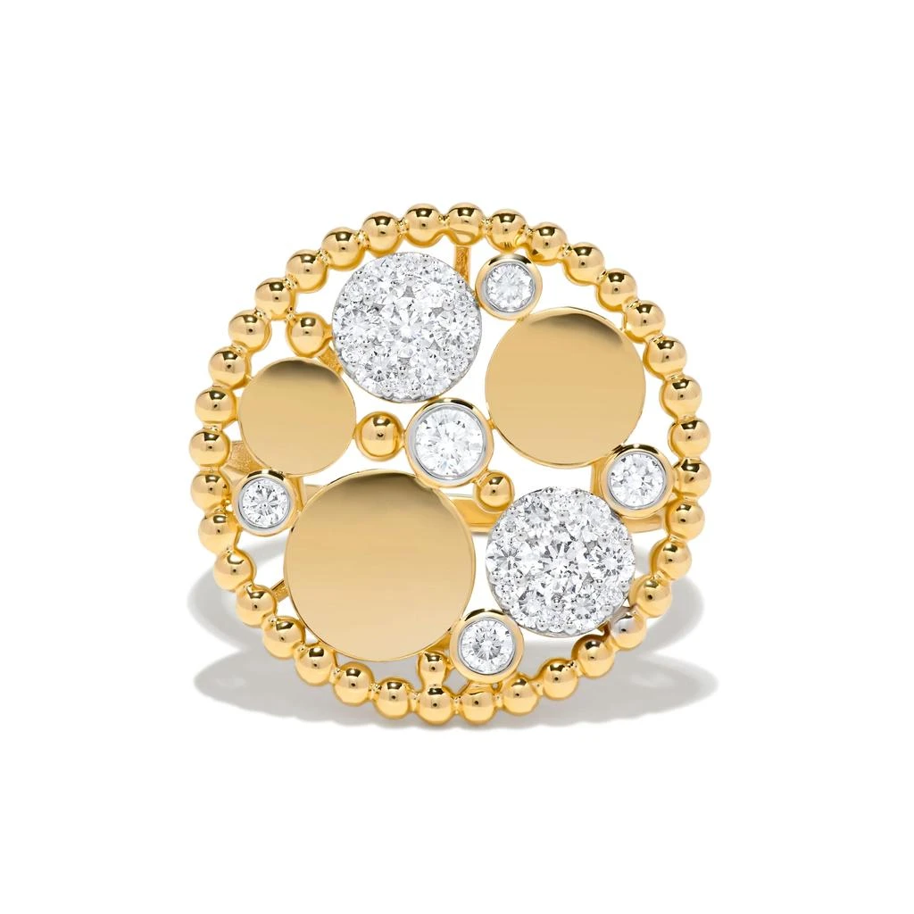 H.J. Namdar 0.58 ct tw Diamond Circles Beaded Cocktail Ring 14K Two Tone Gold Natural Diamonds Size 6 2