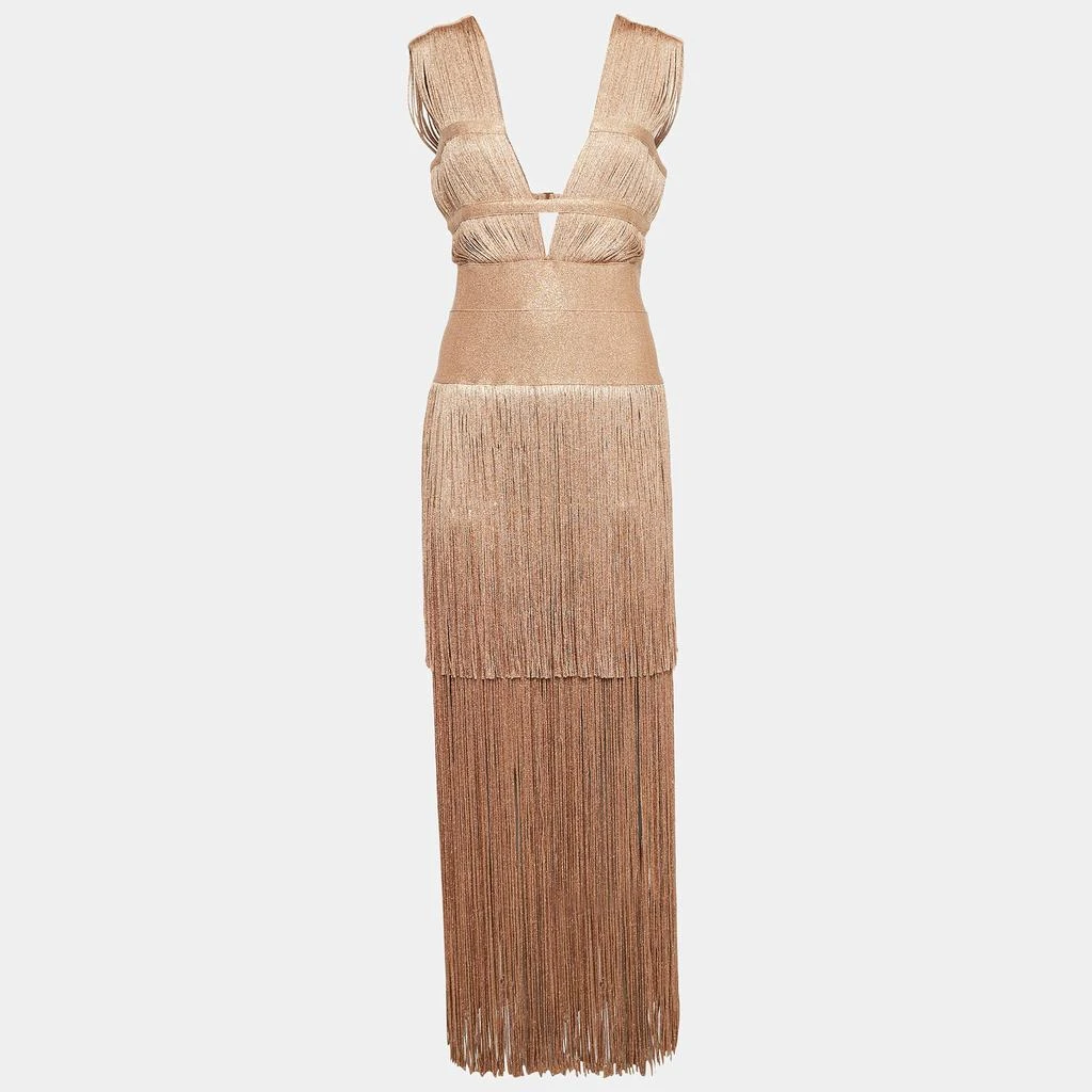 Herve Leger Herve Leger Metallic Lurex Knit Fringed Bodycon Evening Gown M  - Dresses & Skirts - Free Shipping - BeyondStyle