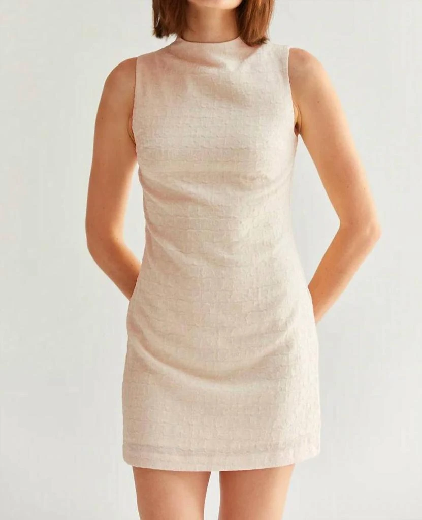 CRESCENT Textured Mini Sheath Dress In Cream 1