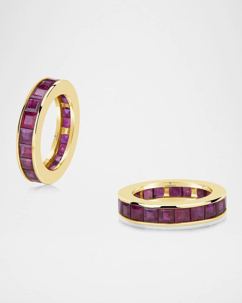 Andreoli 18K Yellow Gold Red Sapphire Eternity Band, Size 5 3