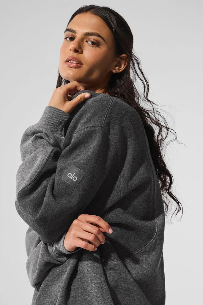 Alo Make Waves Crew Neck Pullover - Dark Heather Grey Tonal 3