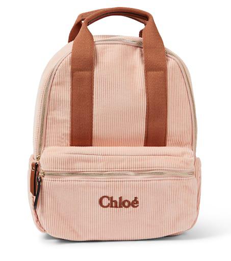Chloé Kids Leather-trimmed corduroy backpack