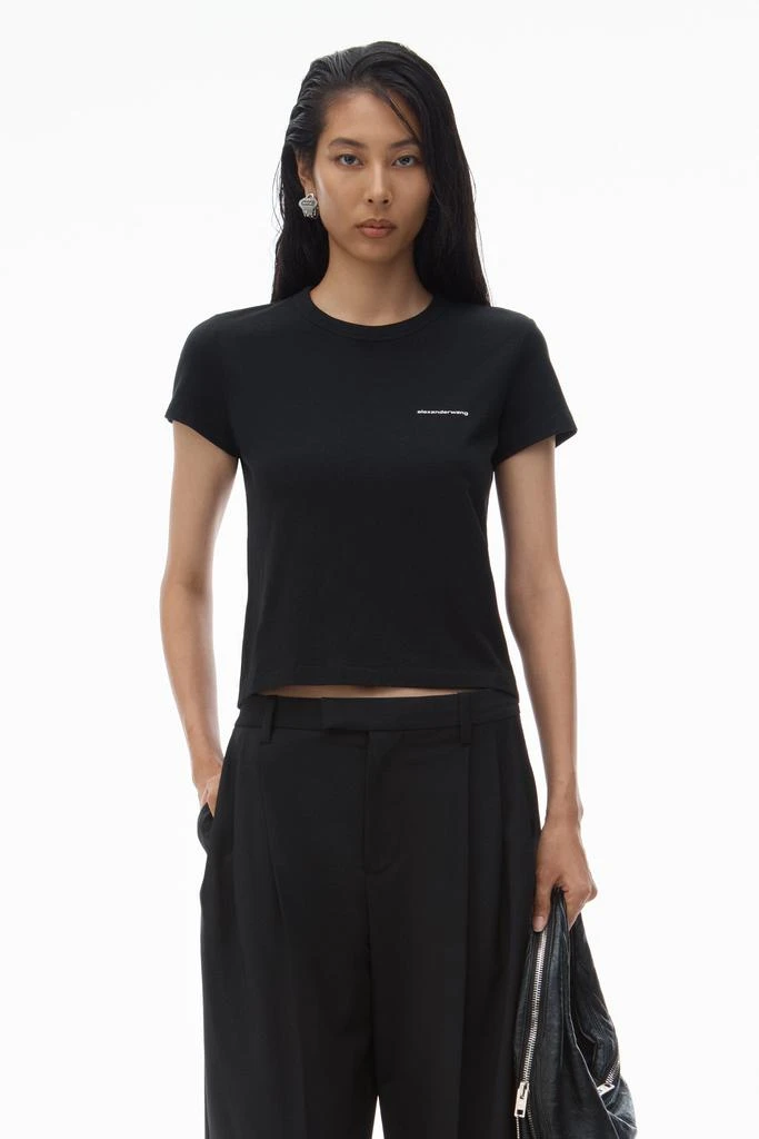 Alexander Wang Logo-Print Shrunken Jersey Tee