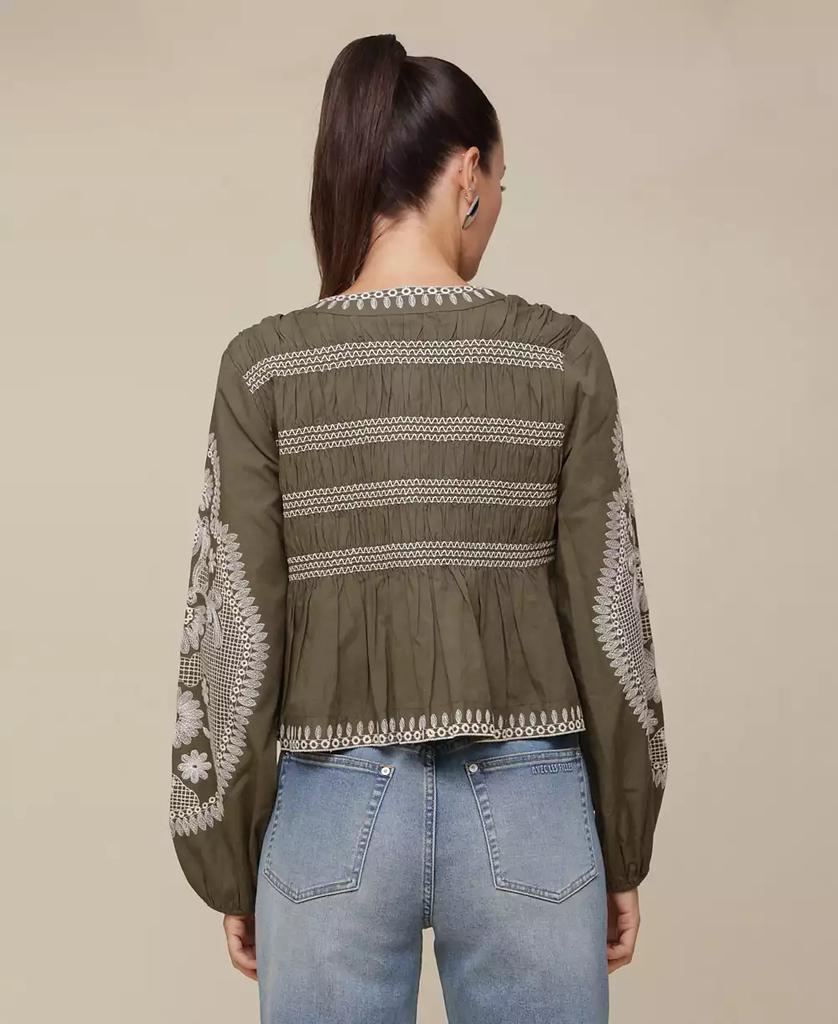 Avec Les Filles Women's Embroidered Cotton Peplum Jacket