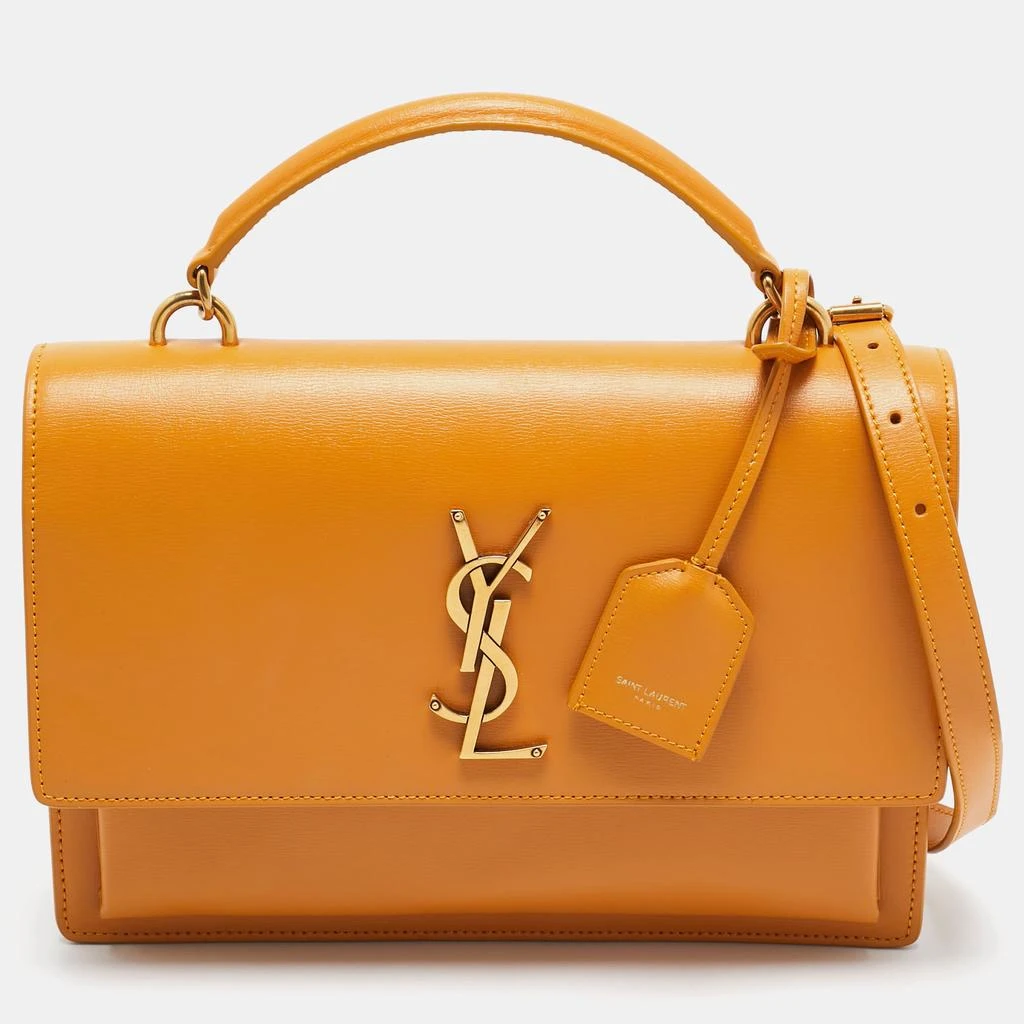 Yves Saint Laurent Saint Laurent Mustard Leather Medium Sunset Top Handle Bag 1