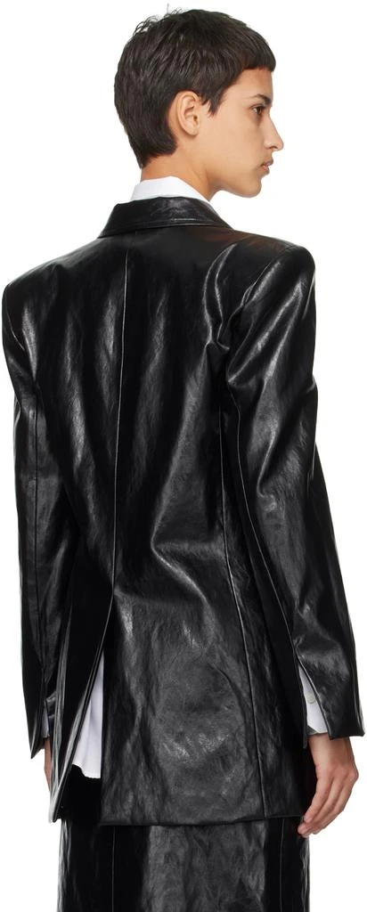 Esse Studios Black Milos Faux-Leather Blazer 3
