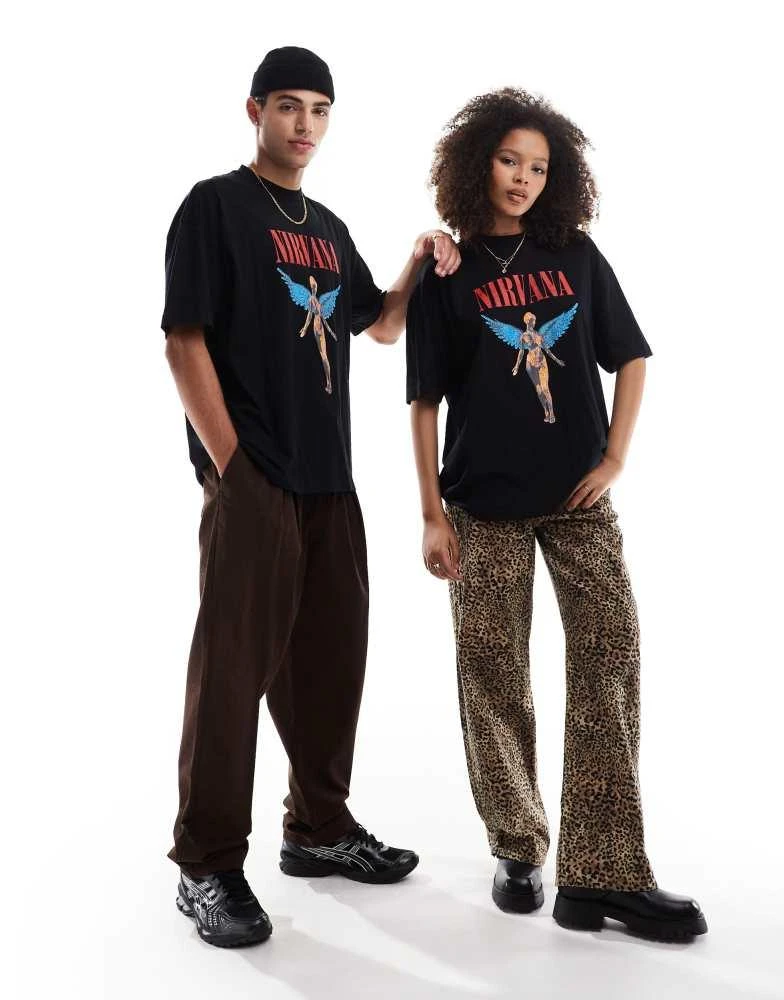 ASOS ASOS DESIGN unisex oversized license band t-shirt with Nirvana prints in black 2