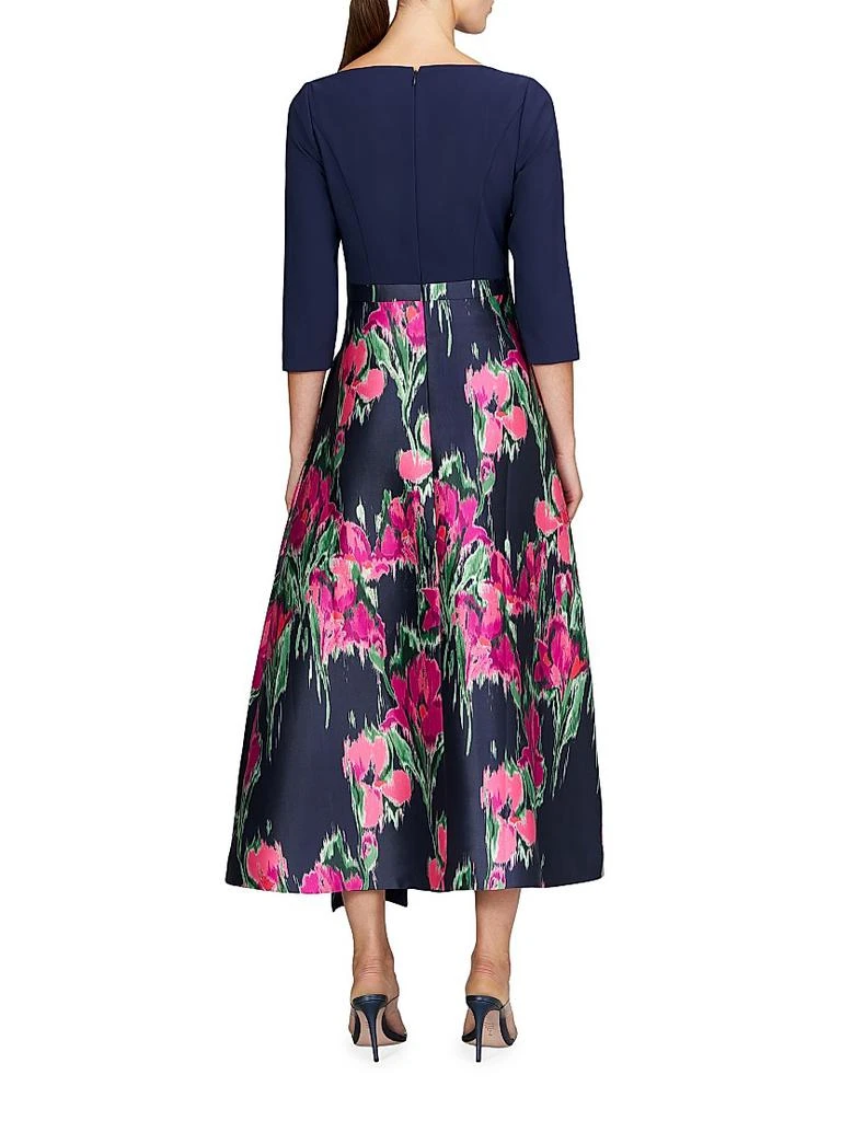 Kay Unger Giovana Floral Mikado Midi-Dress 3