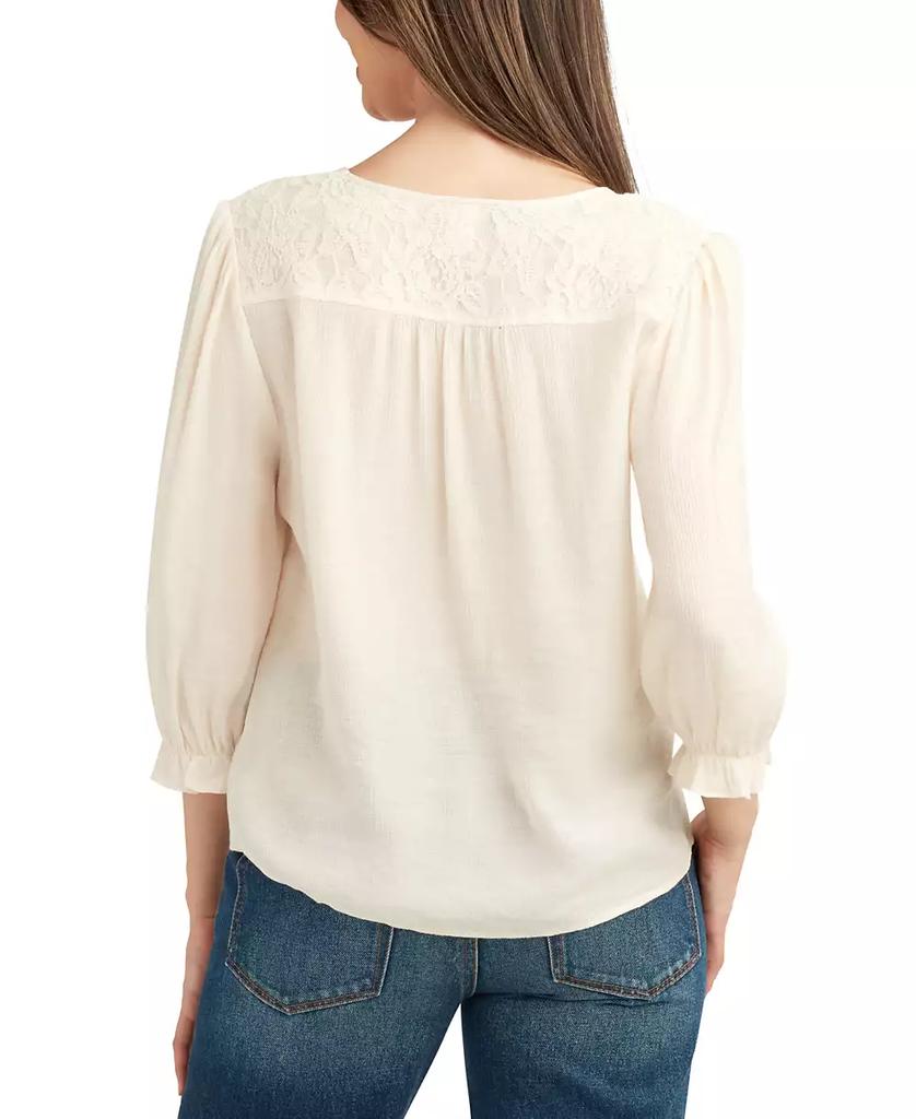 BCX Juniors' Lace-Trim 3/4-Sleeve Peasant Top