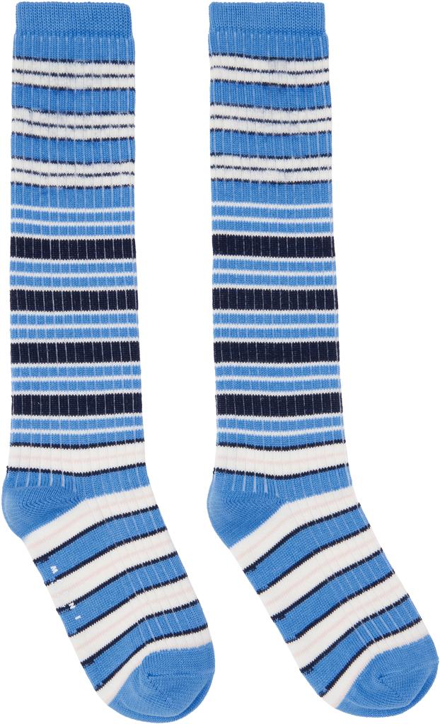 Marni Blue & White Striped Cotton Socks