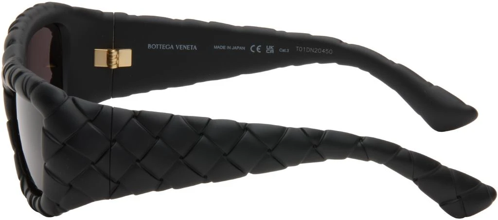Bottega Veneta Black Intrecciato Rectangular Sunglasses 3