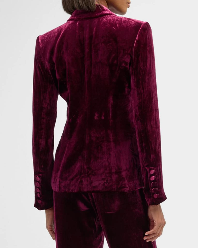 L'Agence Kenzie Double-Breasted Velvet Blazer 3
