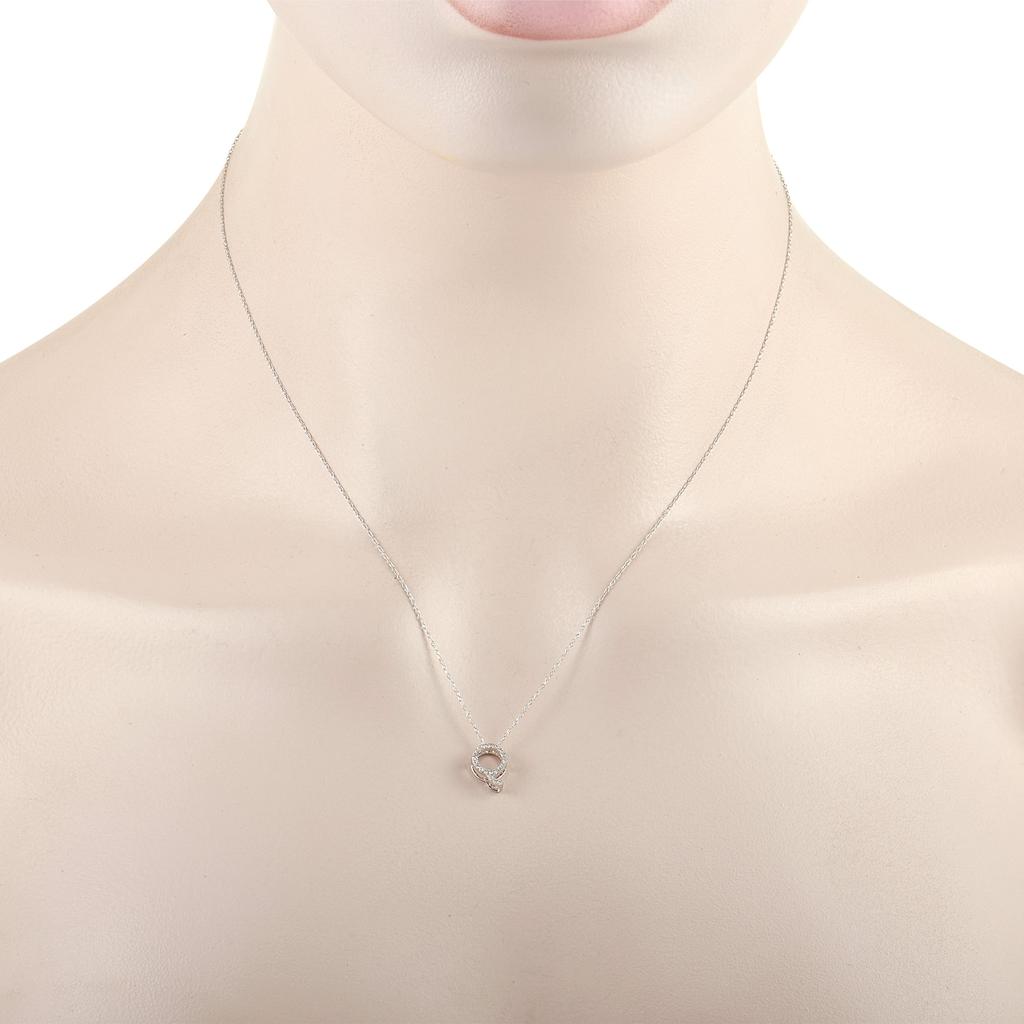 Non Branded 14K White Gold 0.10 ct Diamond Initial ‘Q’ Necklace