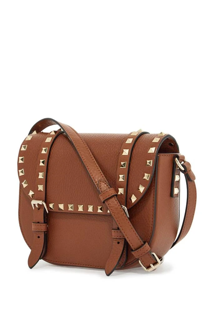 Valentino small messenger crossbody bag in brown hammered leather with studs 3