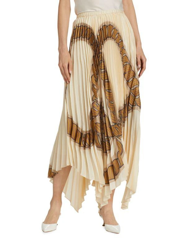Lafayette 148 New York Rope-Print Pleated Silk Handkerchief Skirt 1