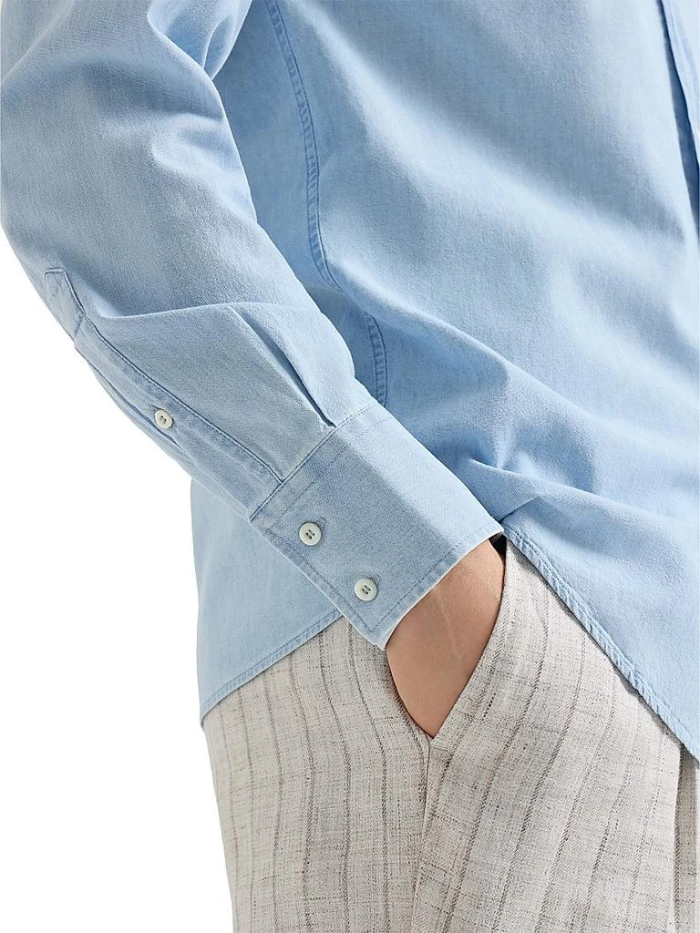 Brunello Cucinelli Denim Effect Chambray Basic Fit Shirt 4