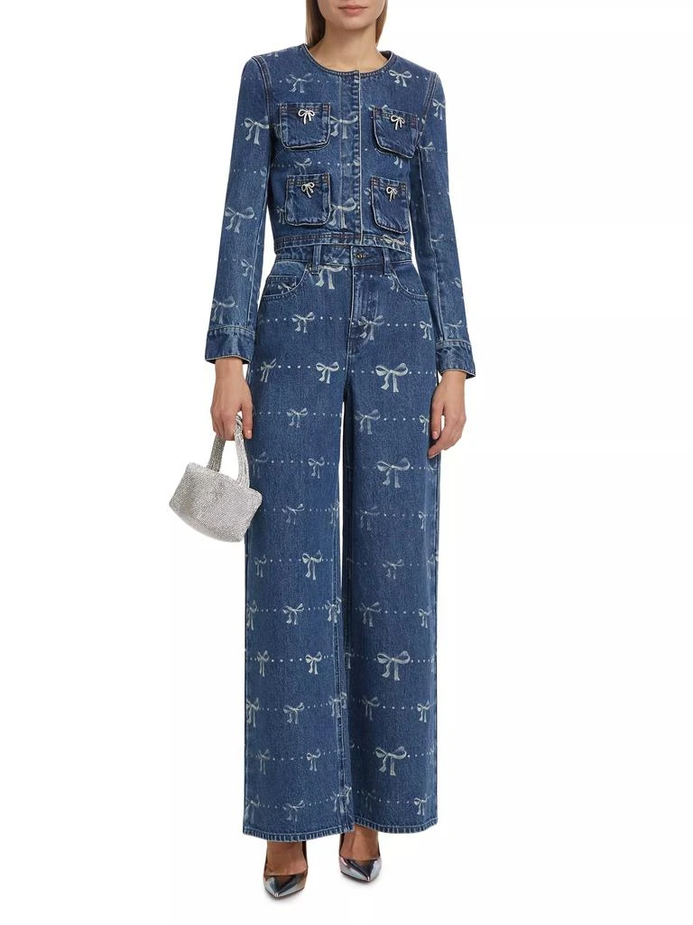 Self Portrait Bow Print Denim Jacket 2
