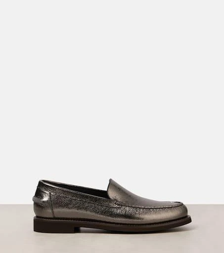 Brunello Cucinelli Metallic leather loafers 4