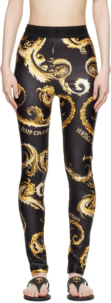 Versace Black & Gold Chromo Couture Leggings 1