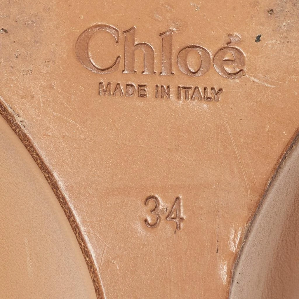 Chloé Chloe Beige/Grey Leather and Suede Wedge Slingback Pumps Size 34 8