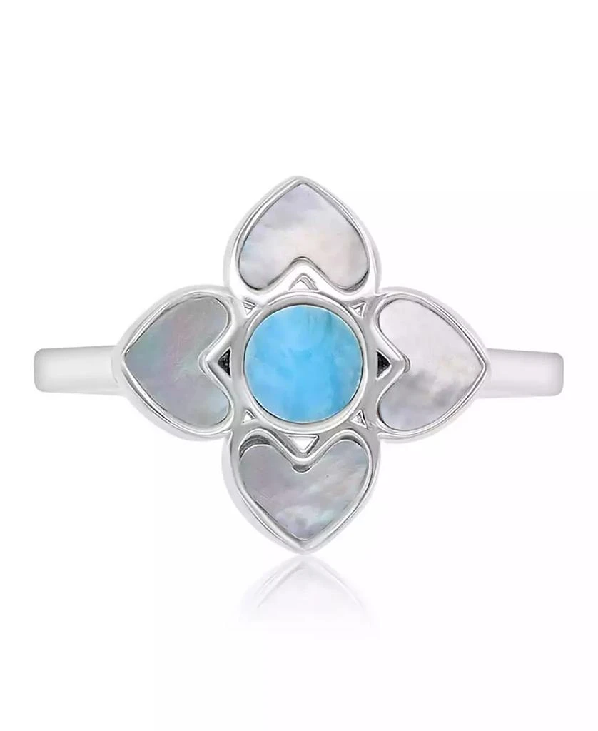 Macy
s Larimar (0.5 ct. t.w.) 
Imitation Pearl Flower Ring