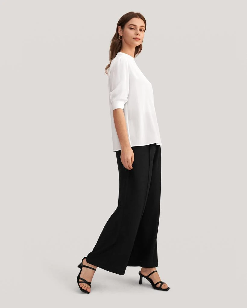 LILYSILK Elegant Casual Silk Tee With Rib Cuff for Women 3