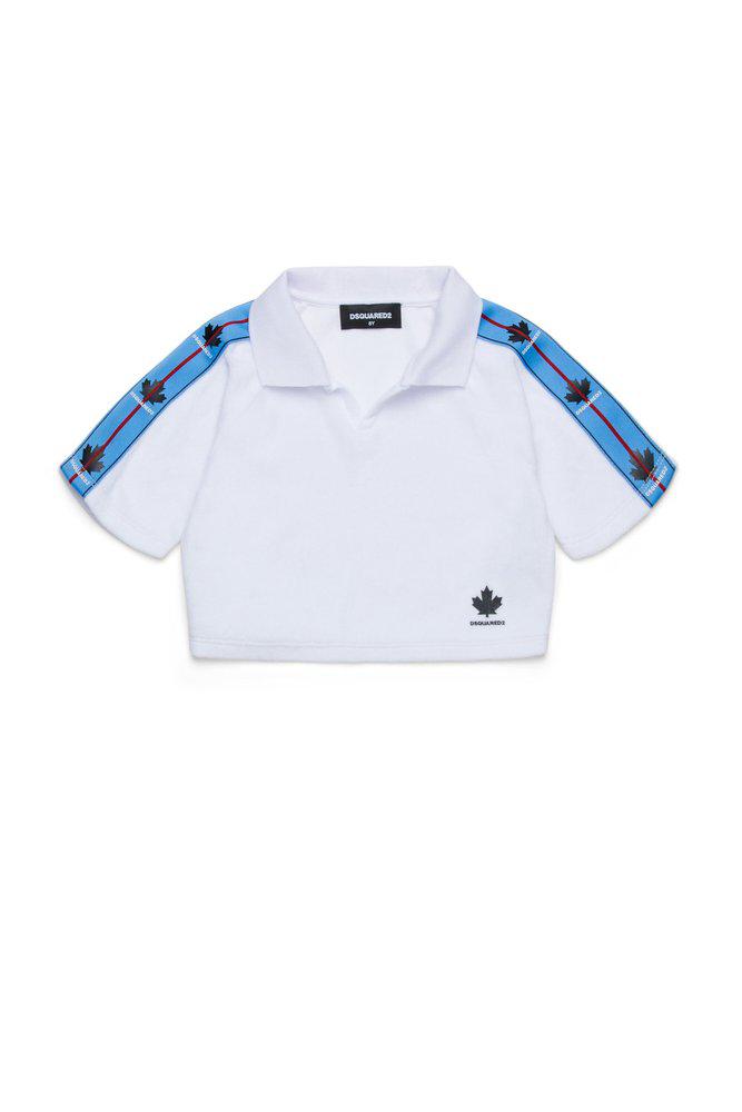 DSQUARED2 Dsquared2 Kids Leaf Printed Cropped Polo Top