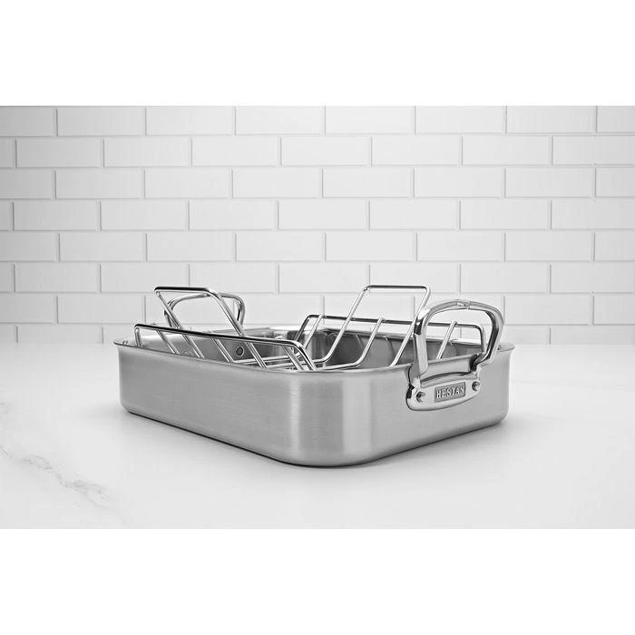 Hestan Provisions 16.5-Inch Clad Stainless Steel Roaster with Rack, Large