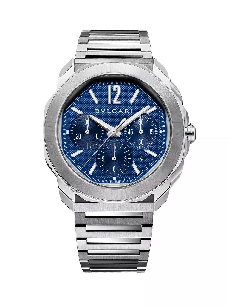 BVLGARI Octo Roma Stainless Steel & Rubber Chronograph Watch 3