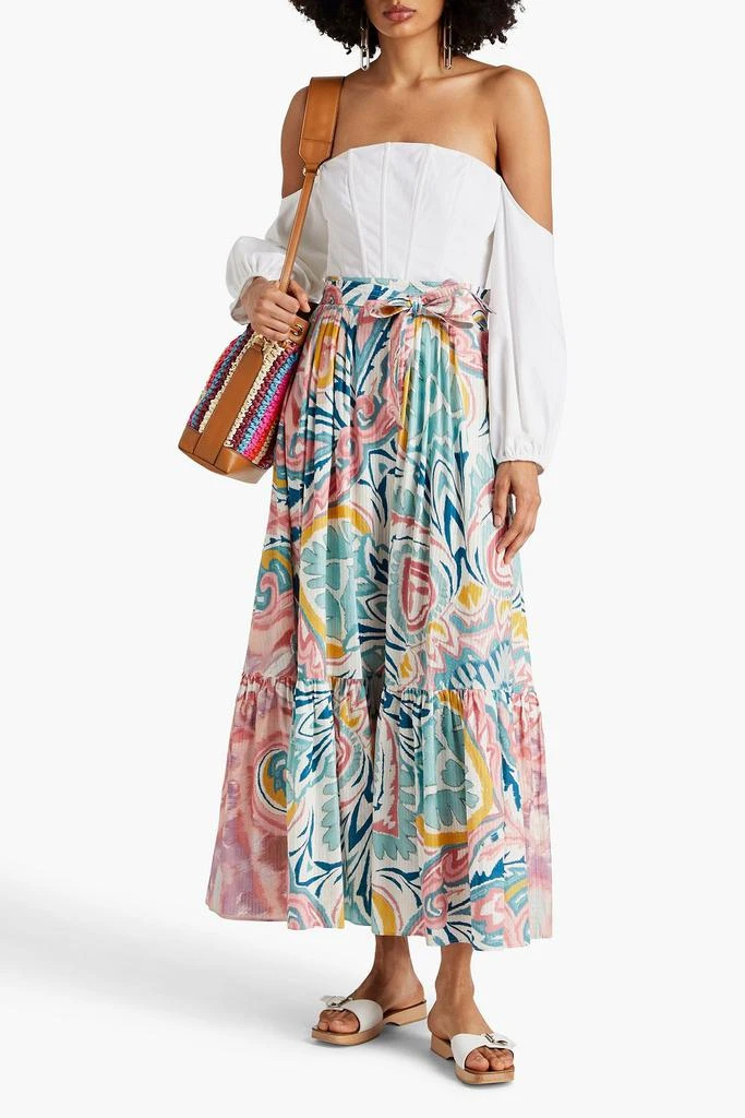 ETRO Pleated printed cotton and silk-blend maxi skirt 2