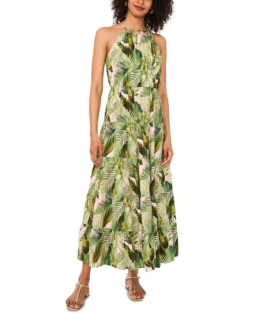 Vince Camuto Leaf Print Tiered Dress - Pink Blush