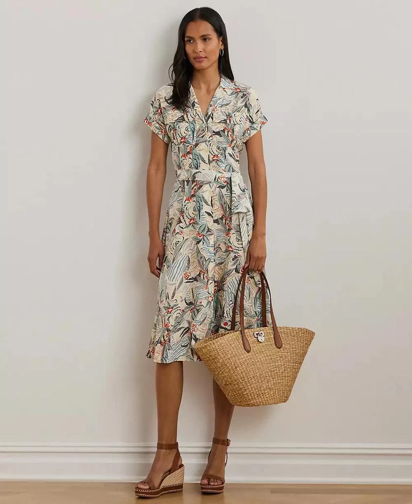Ralph Lauren Women's Print Belted Crepe Camp Shirtdress, Regular & Petite 1