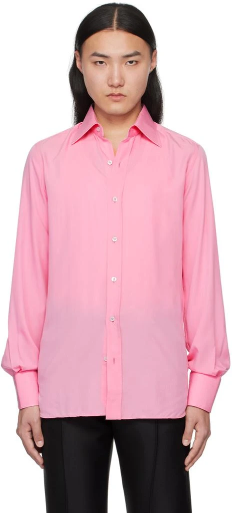 pink spread collar dress shirt Pink End-on-End Spread Collar Dress Shirt
