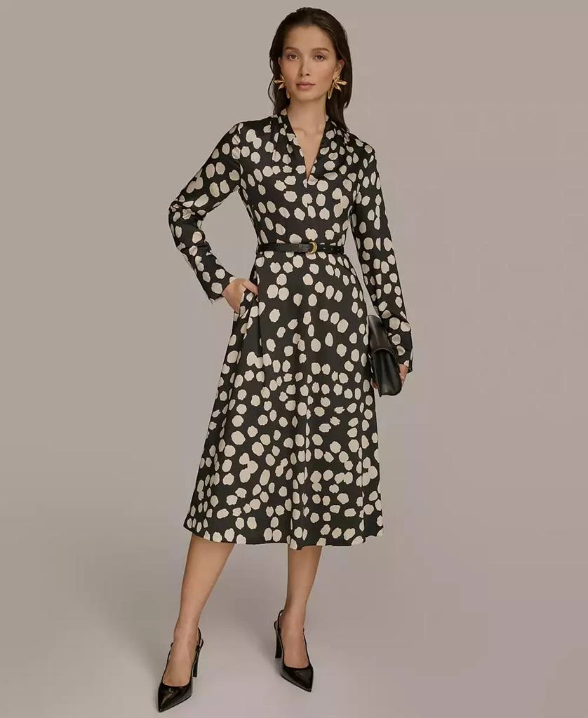 Donna Karan Women's Printed Belted A-Line Dress 1