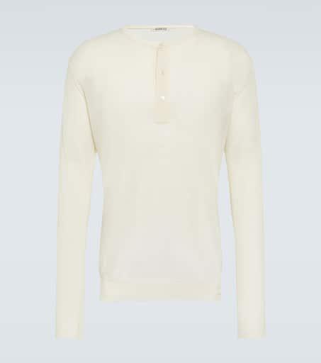 AURALEE Wool and silk Henley shirt