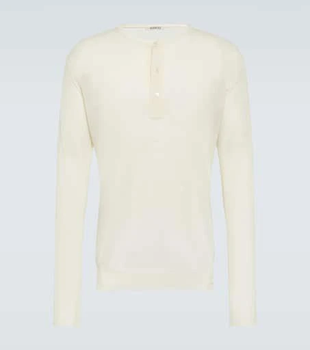 AURALEE Wool and silk Henley shirt 1