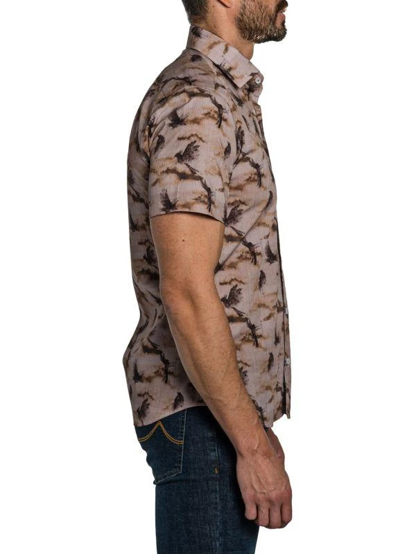 Jared Lang Bird Print Short Sleeve Button Down Shirt 3
