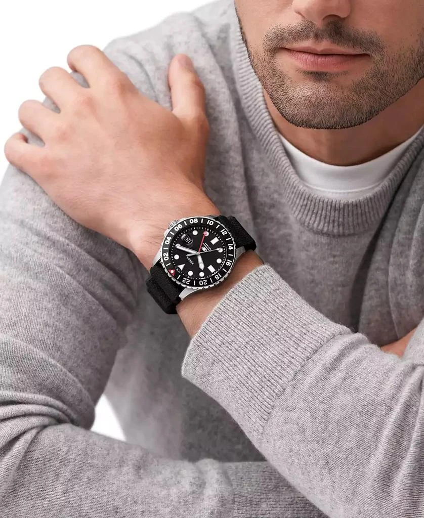 Fossil Men's Blue GMT Black Silicone Watch 46mm 4