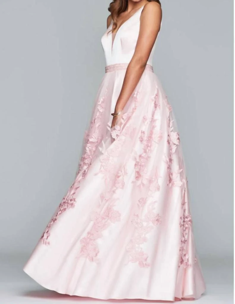 Faviana Long Gown With Tulle Skirt 2