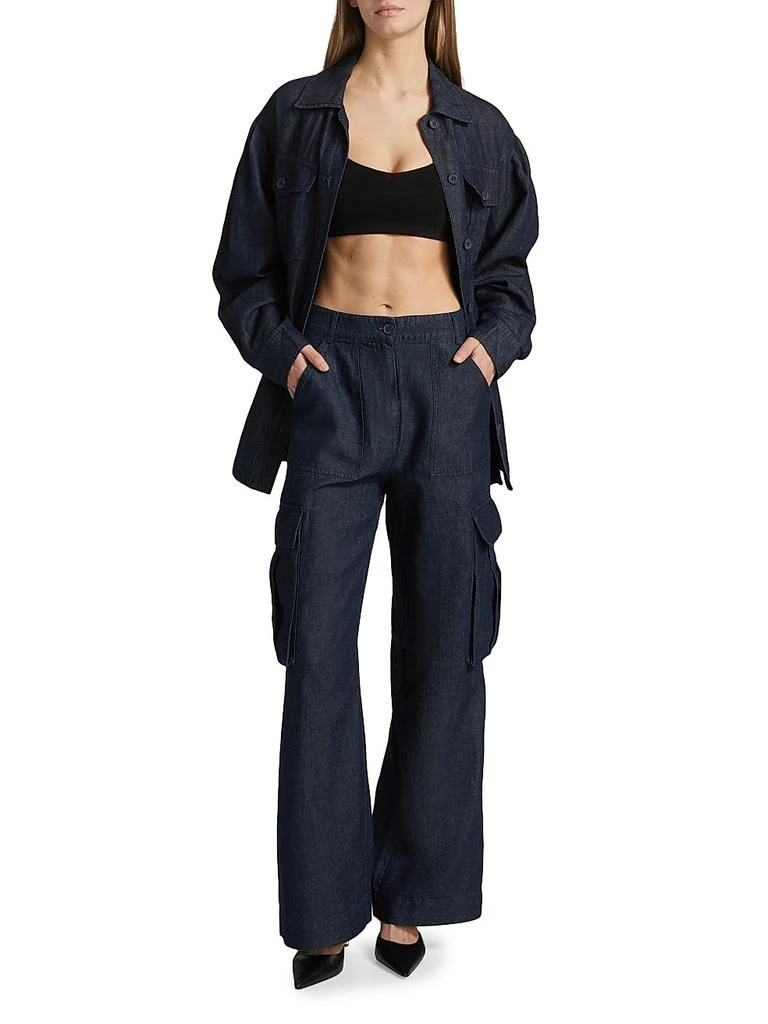 Susana Monaco Denim Linen-Blend Cargo Pants 2