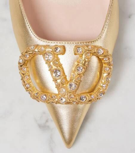 Valentino VLogo Signature metallic leather pumps 5