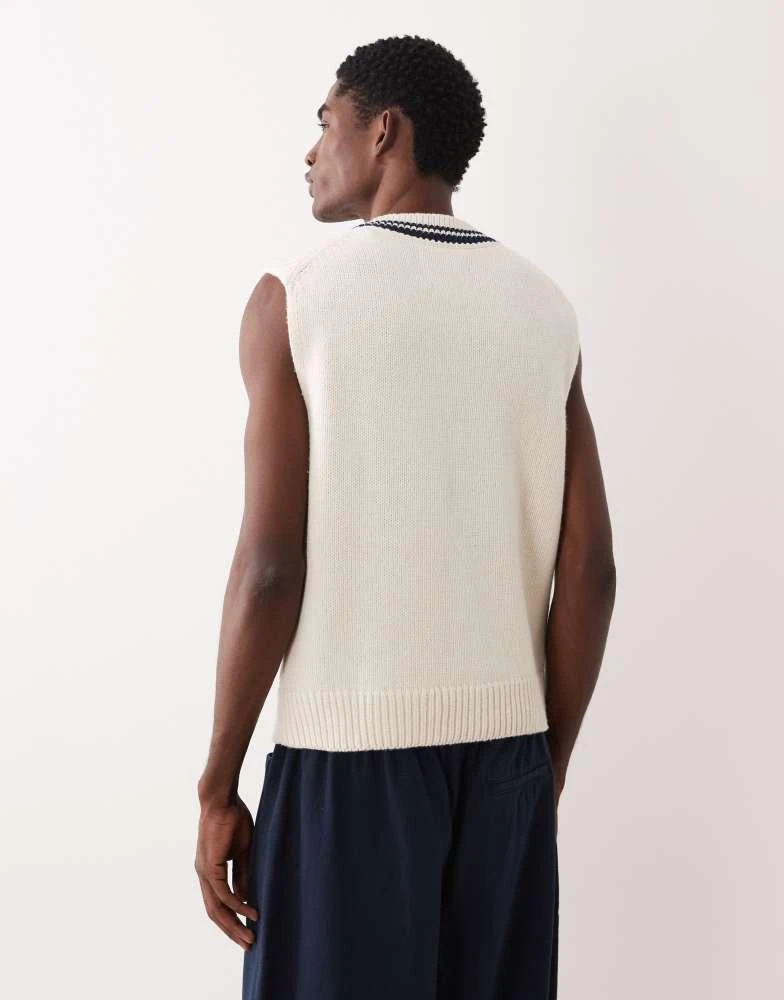 Gant Gant cable knit vest with contrast collar in cream 3