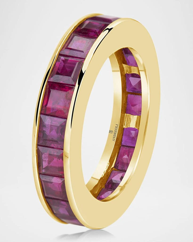 Andreoli 18K Yellow Gold Red Sapphire Eternity Band, Size 5 4