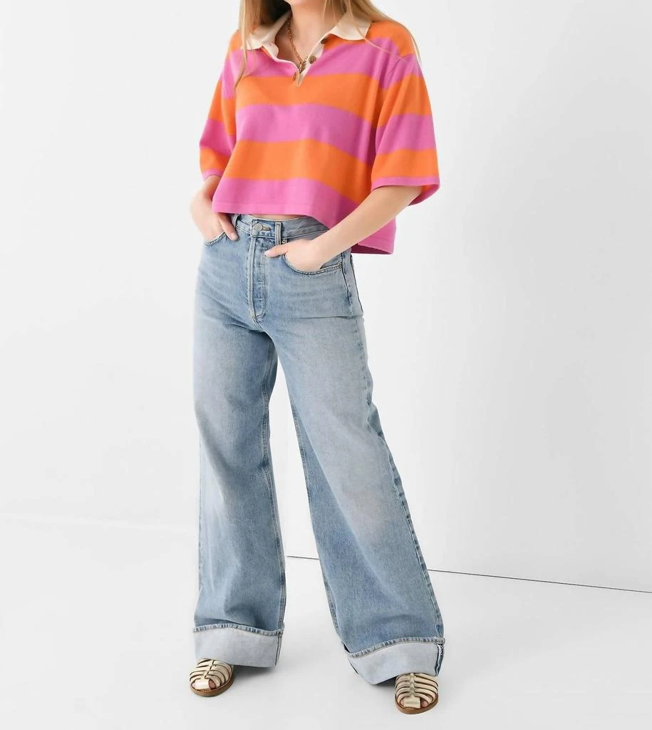 White + Warren White + Warren - Cashmere Cropped Striped Polo Sweater 1